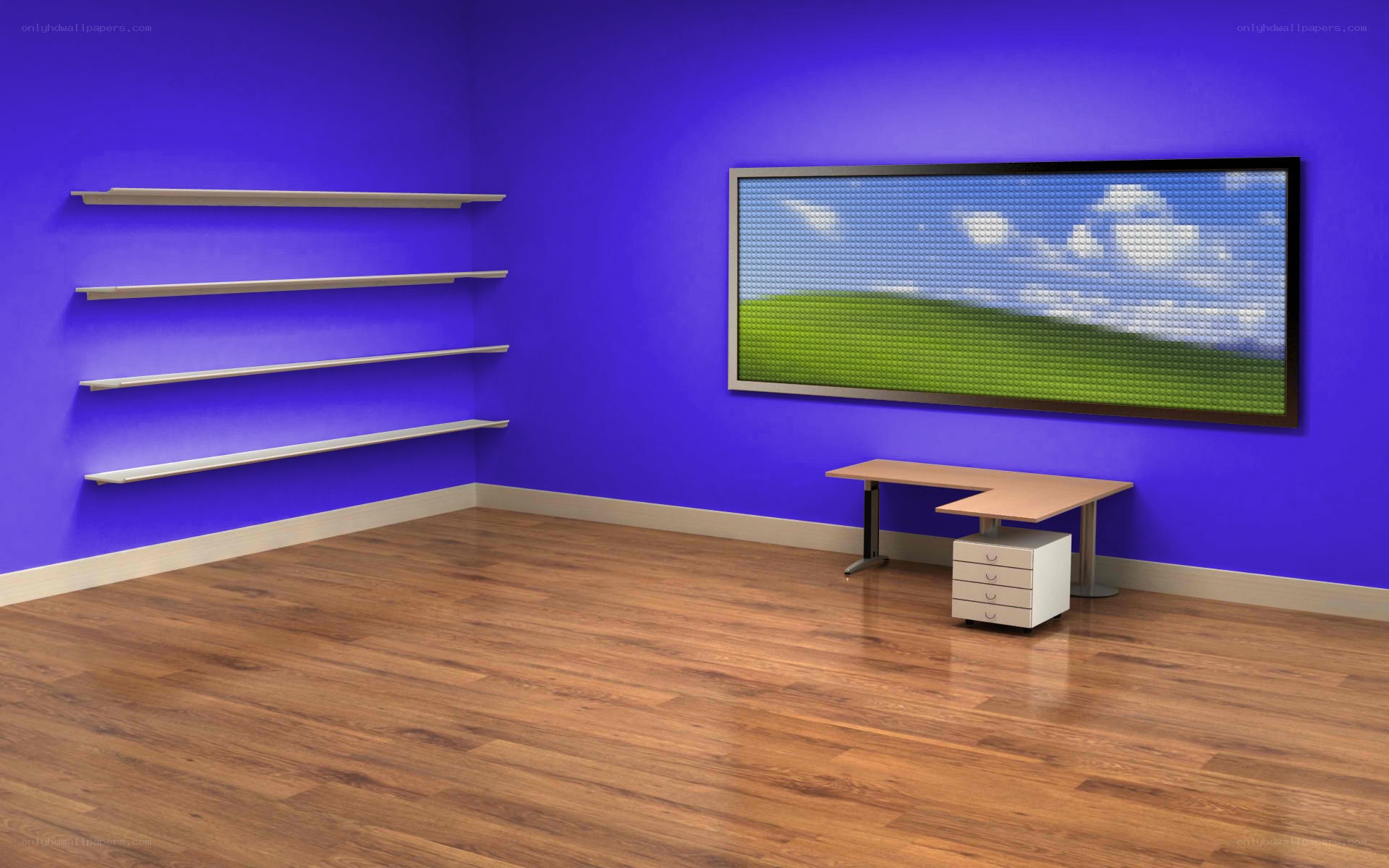 empty room with blue walls