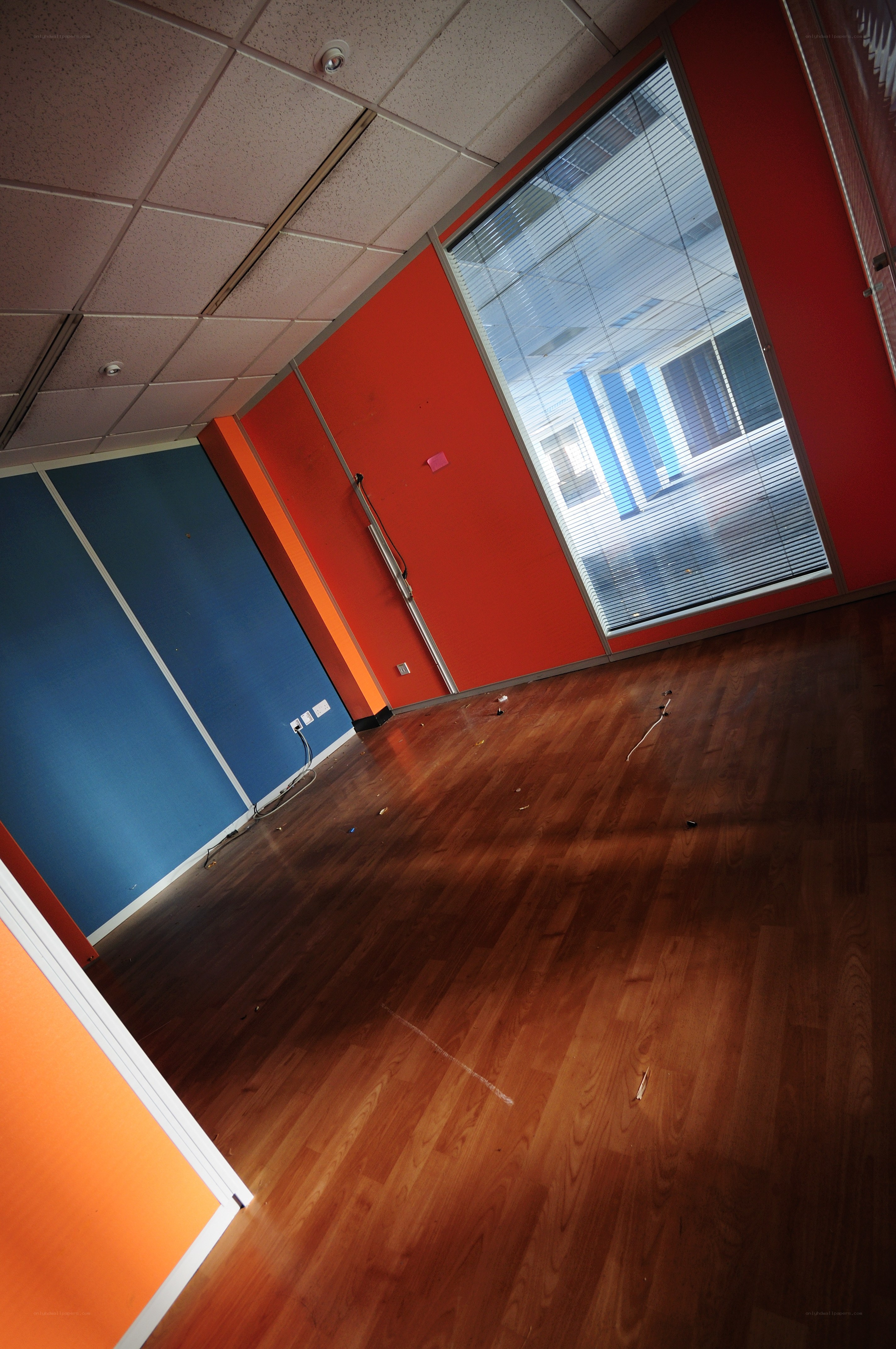 empty room with colorful walls