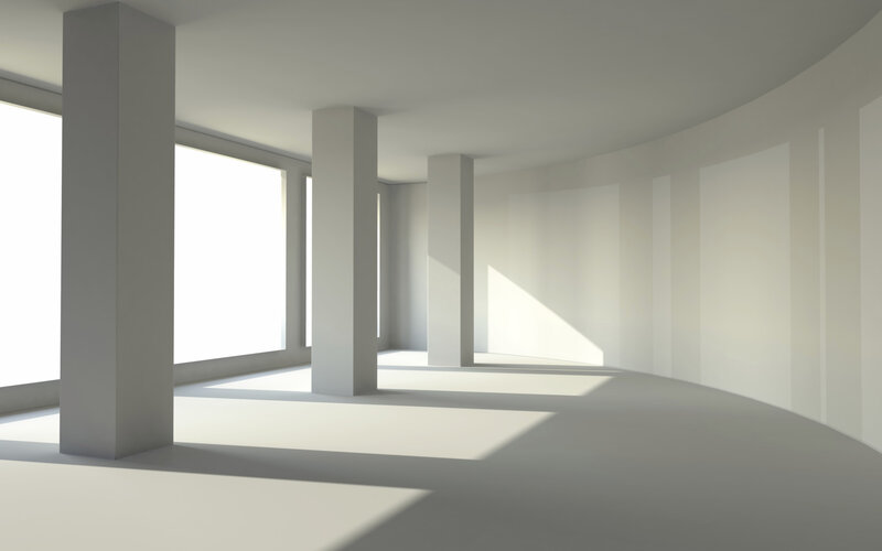 Empty Room with Columns — White