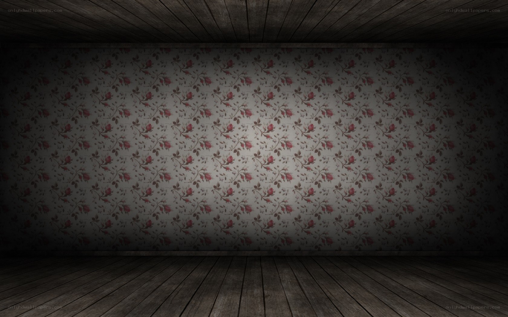 empty room with floral wallpaper