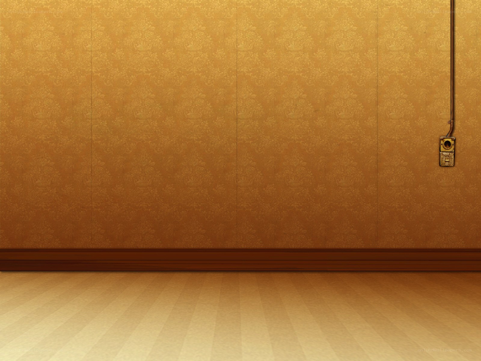 empty room with gold wallpaper