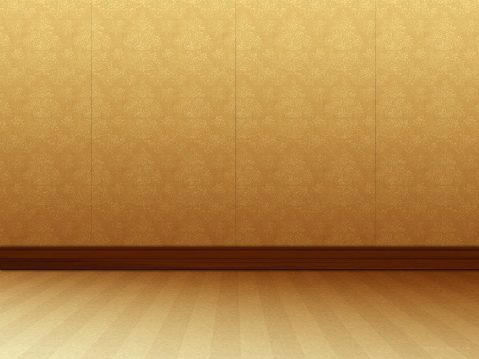 empty room with gold wallpaper