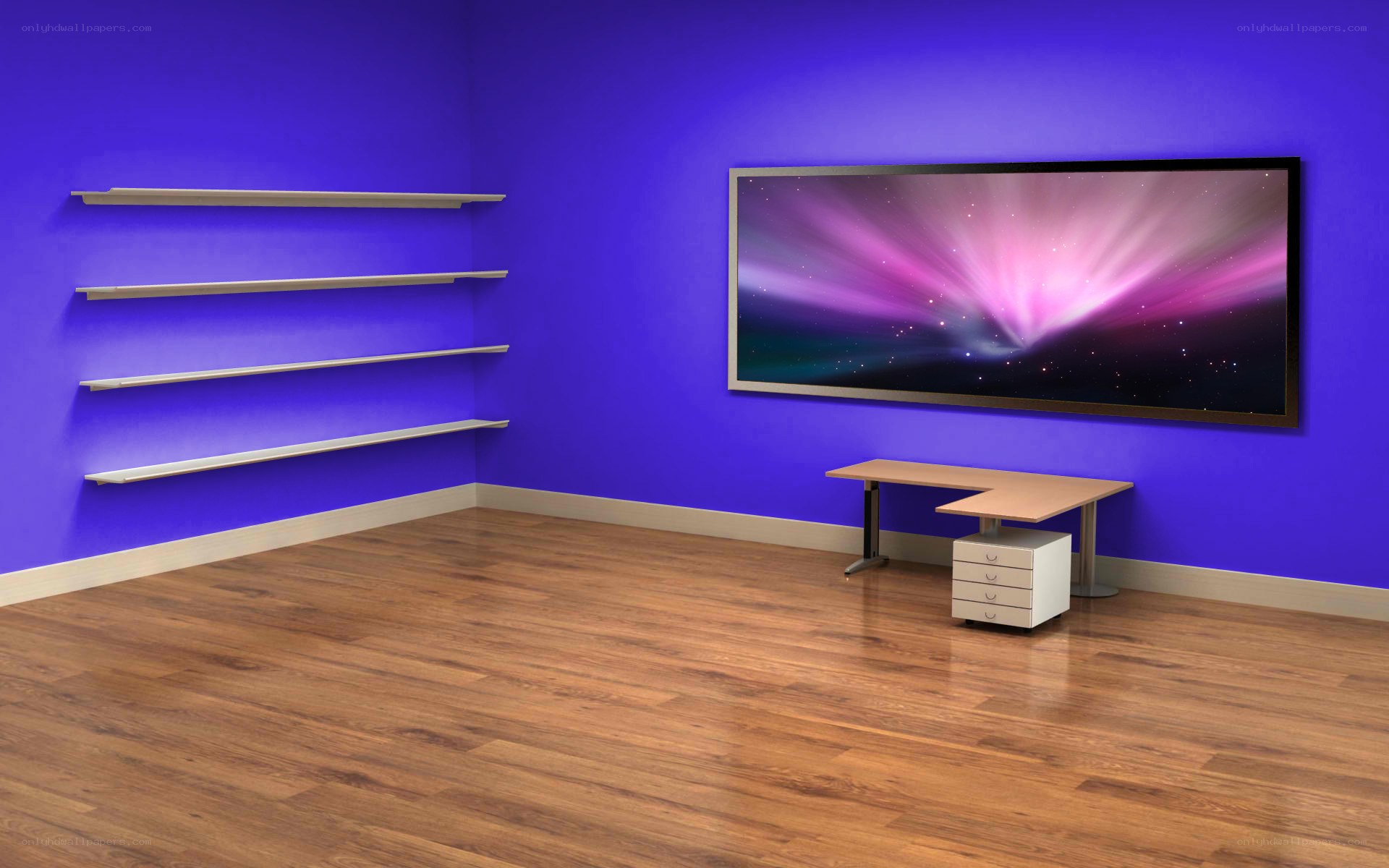 Empty room with purple walls
