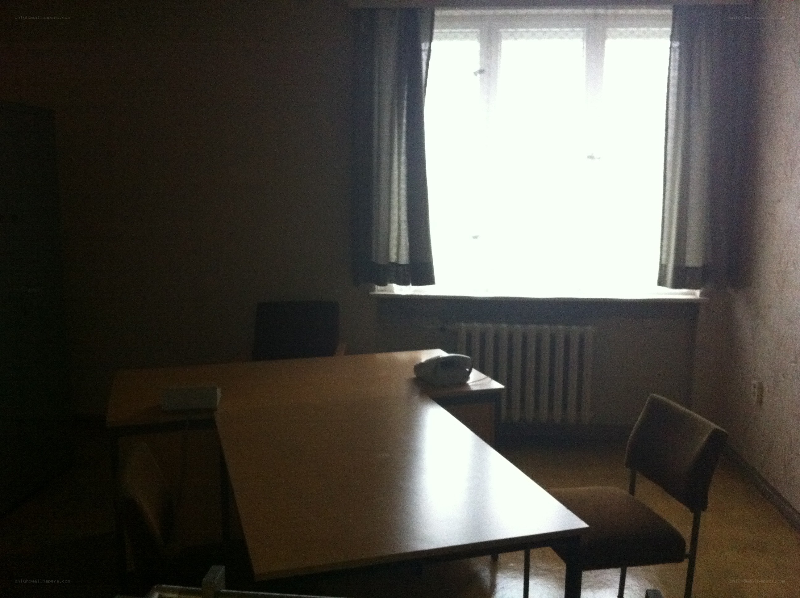 empty room with table and window