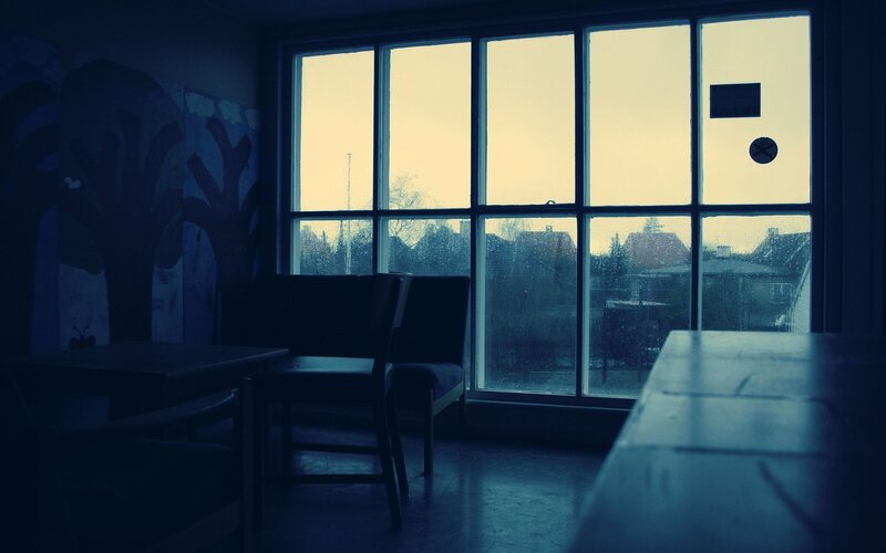 Empty Room with Windows — Blue