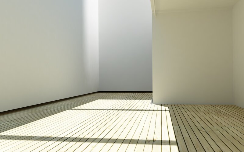 Empty Room with Wooden Floor — White