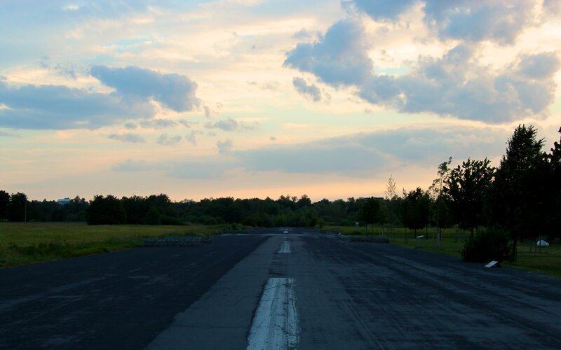 Empty Runway at Dusk