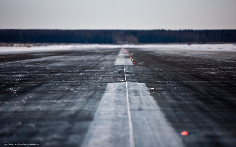 Empty runway in winter