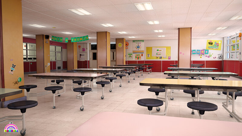Empty School Cafeteria — Yellow