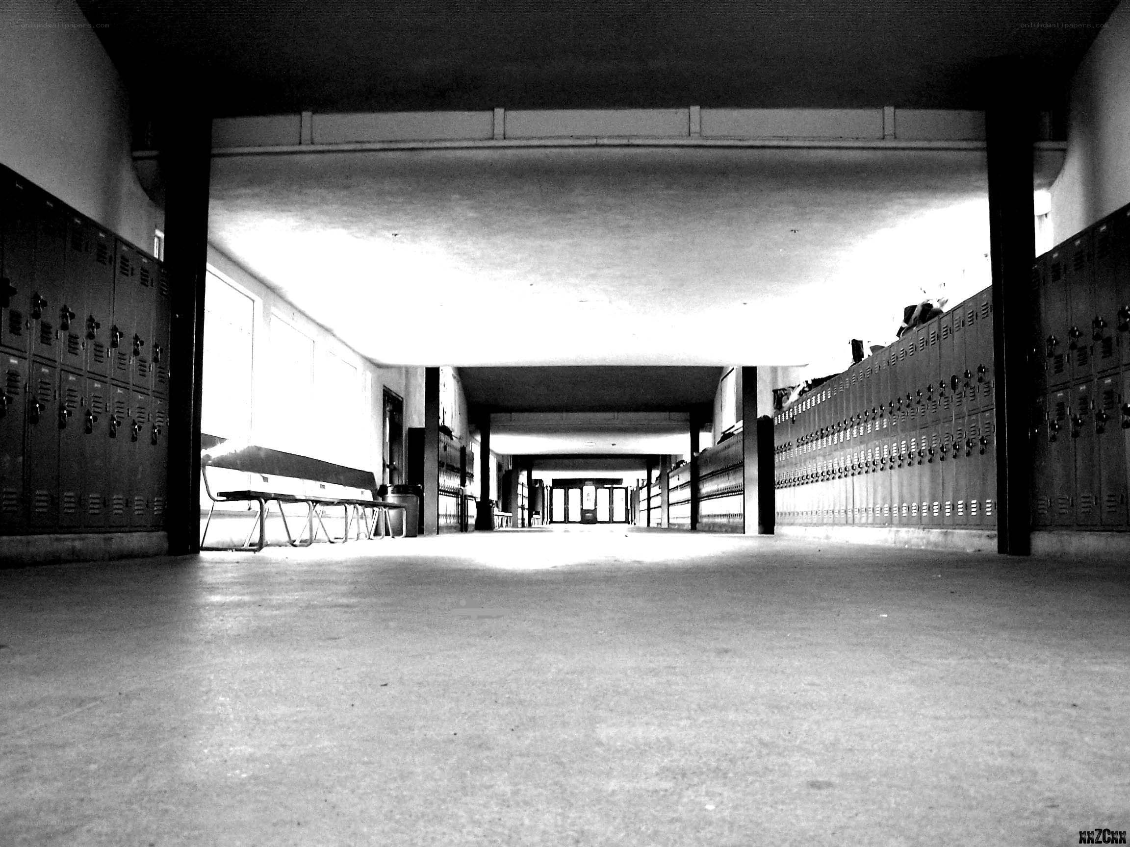 Empty school hallway