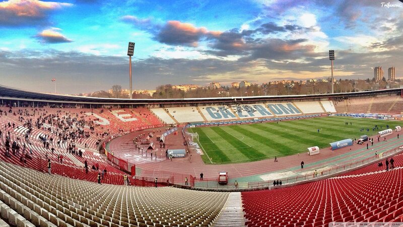 Empty Stadium at Dusk — Blue