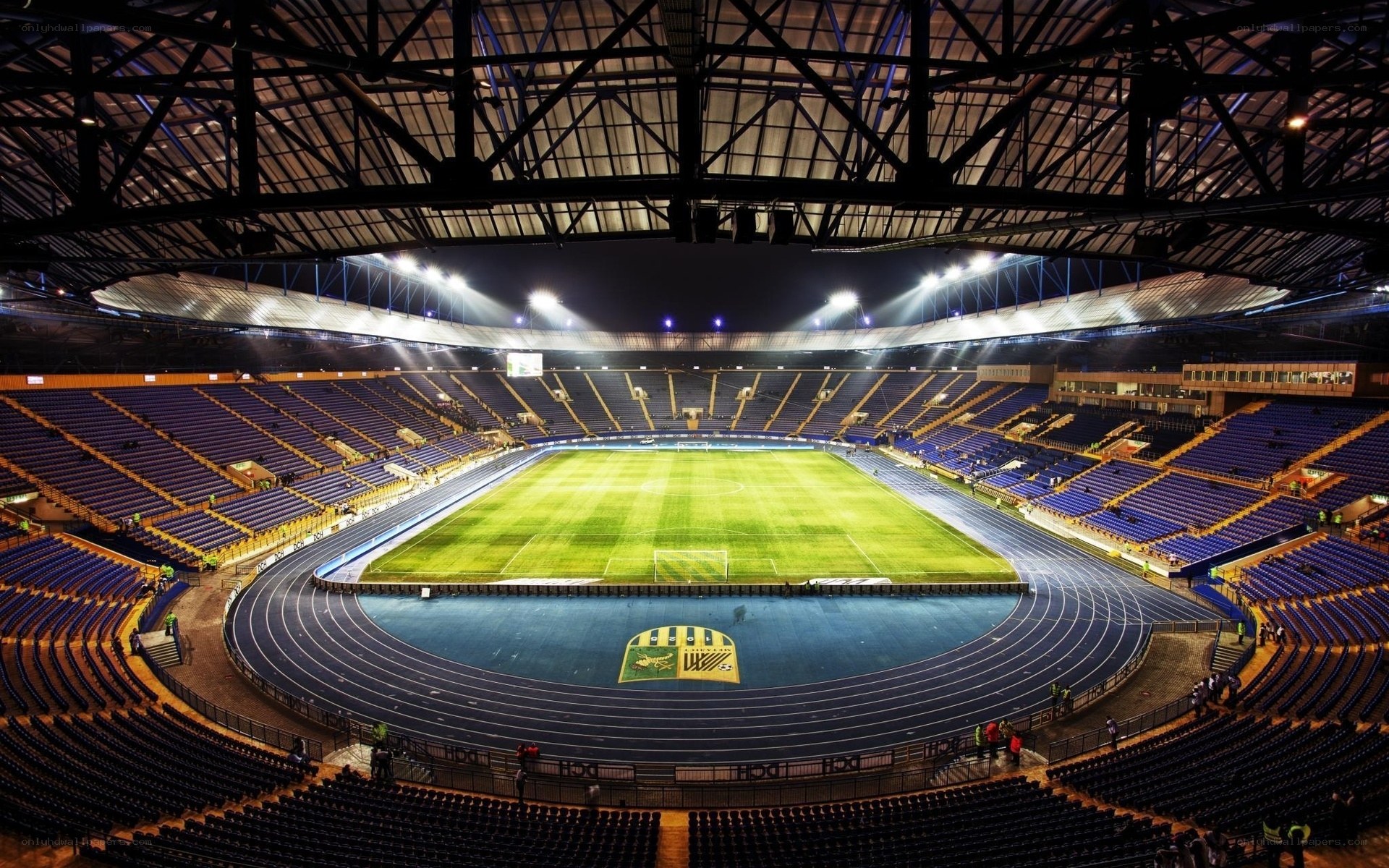 empty stadium at night