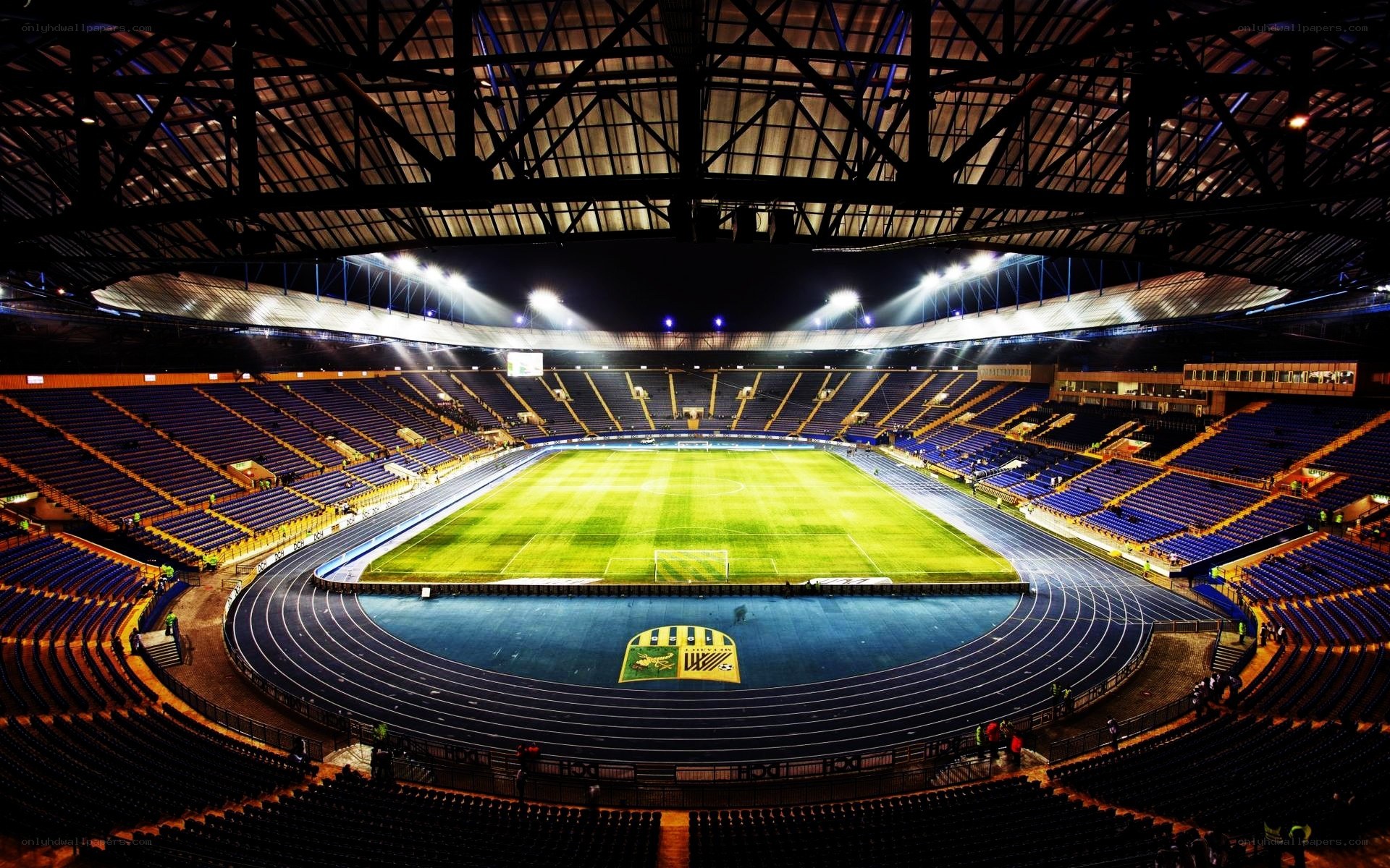 empty stadium at night