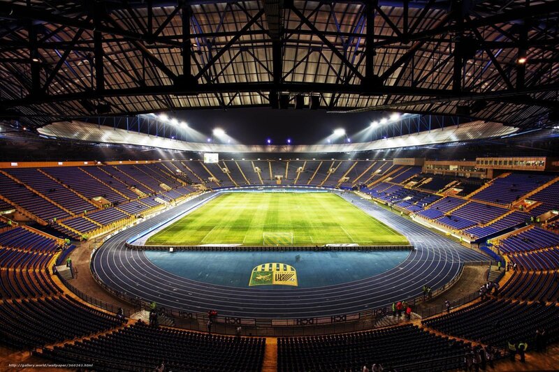 Empty Stadium at Night — Blue, Dramatic
