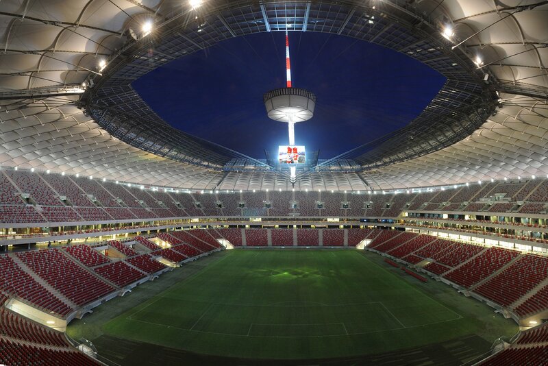 Empty Stadium at Night — Green, Serene