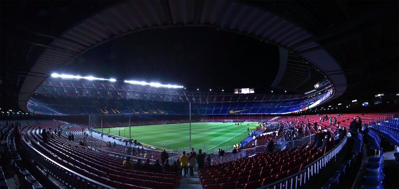 Empty Stadium at Night — Red