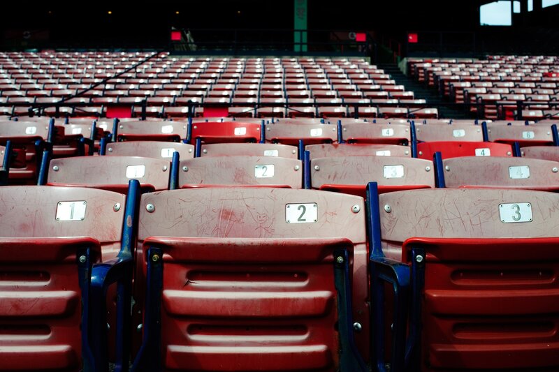 Empty stadium seats in rows