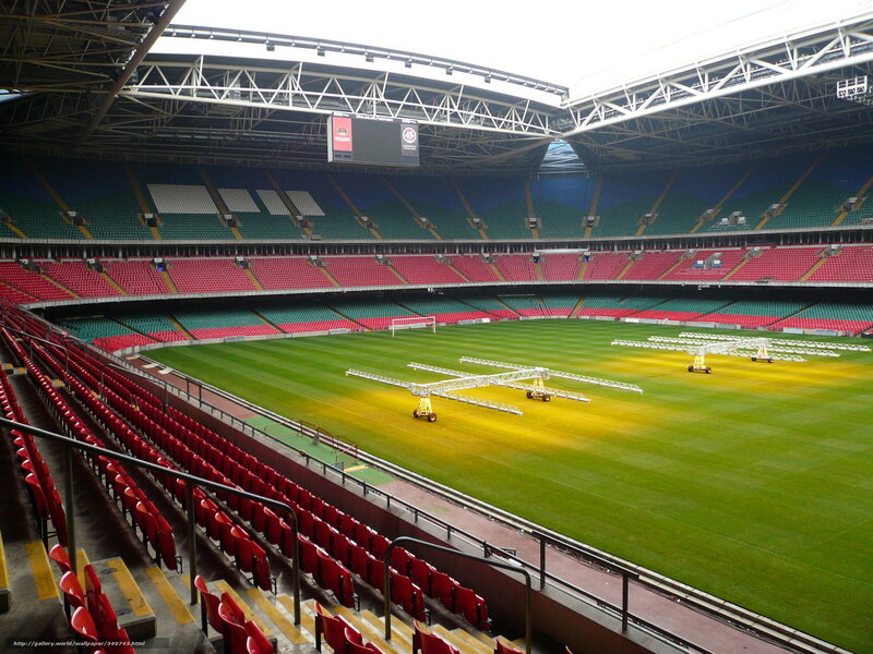 empty stadium with maintenance equipment