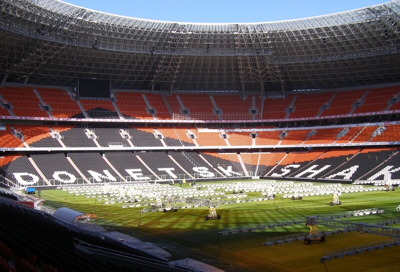empty stadium with orange seats