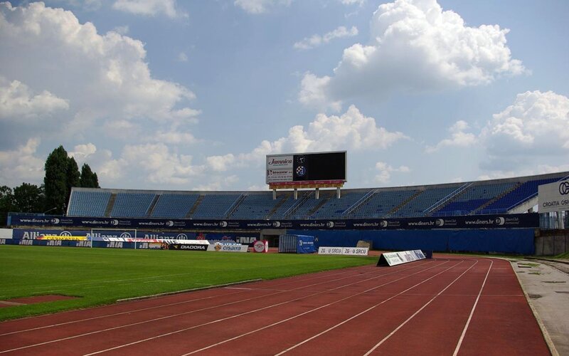 empty stadium with running track