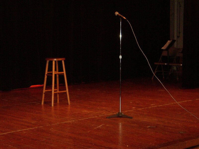 Empty stage with microphone