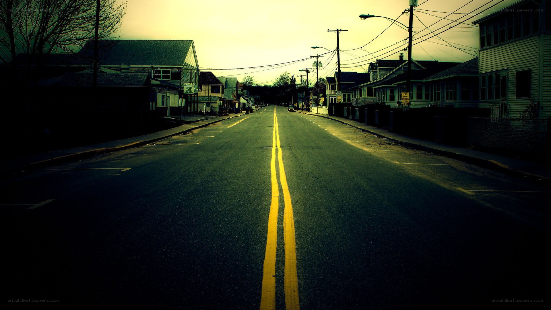 empty street at dusk