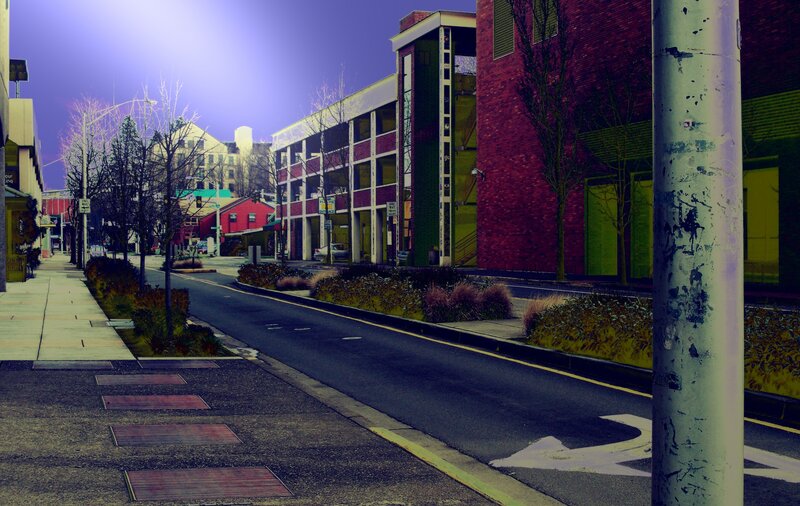 Empty street at dusk