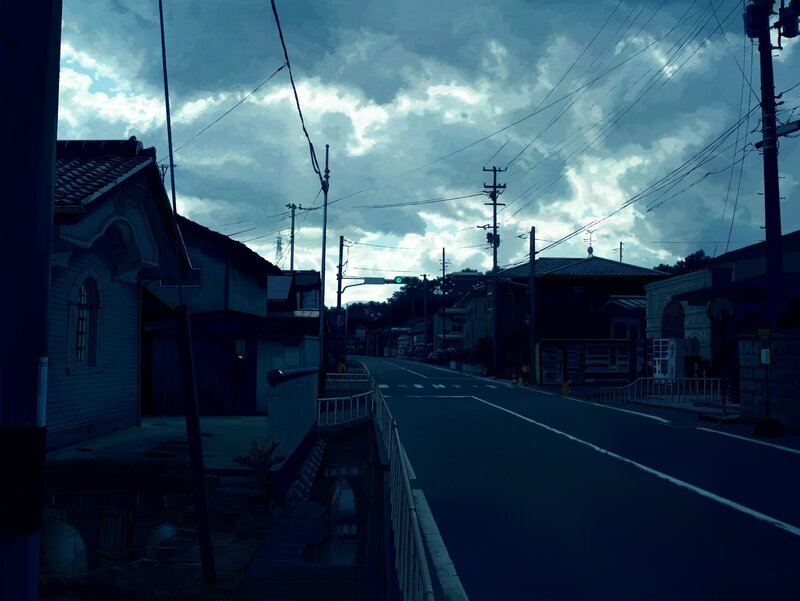 Empty Street at Dusk — Blue