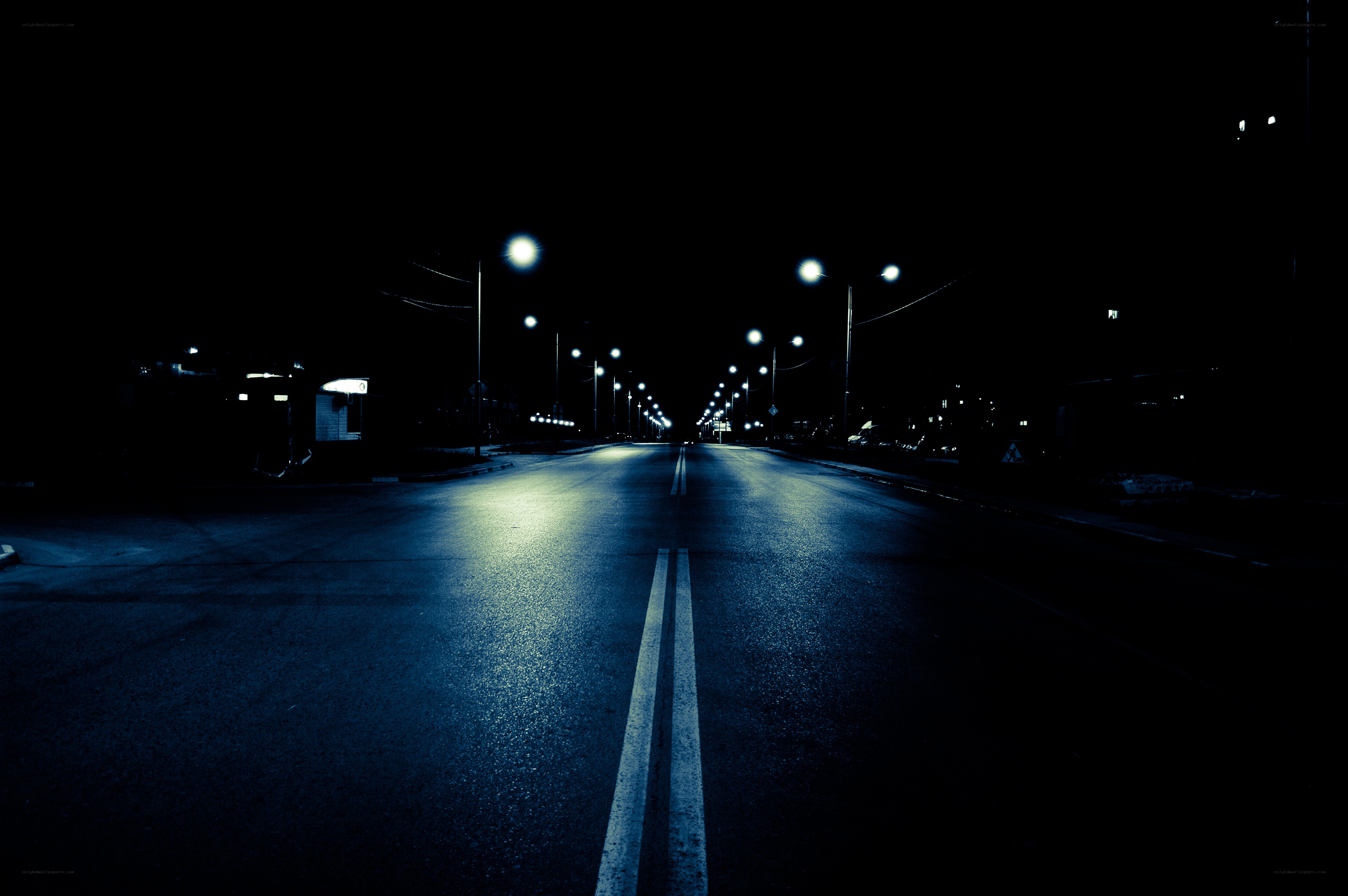 Empty street at night