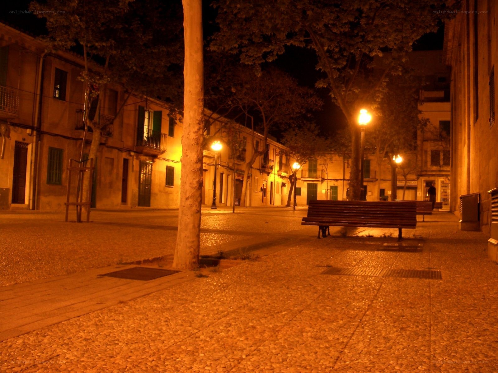 Empty street at night