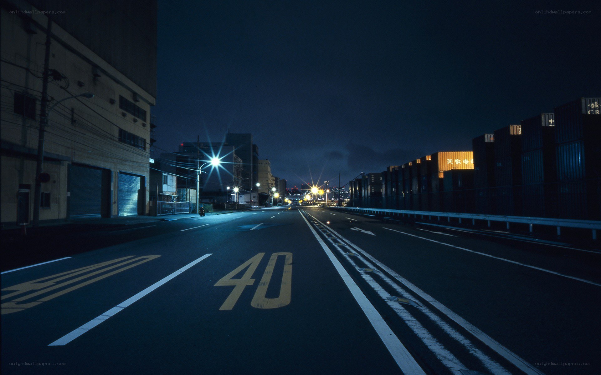 Empty street at night