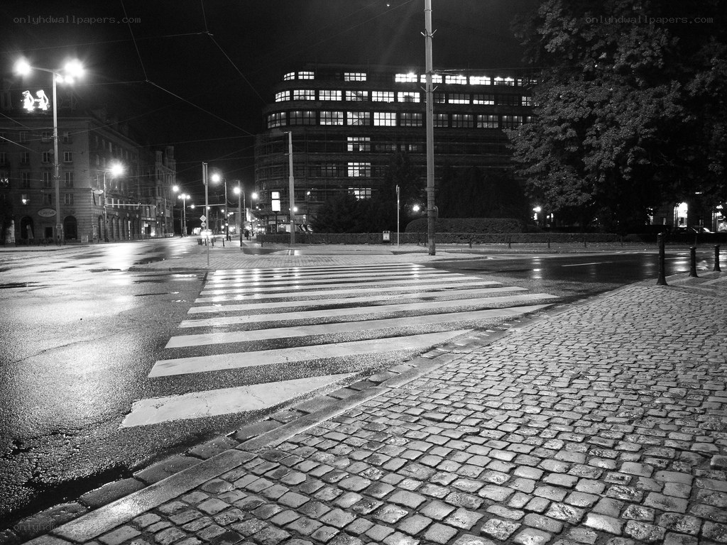 Empty street at night