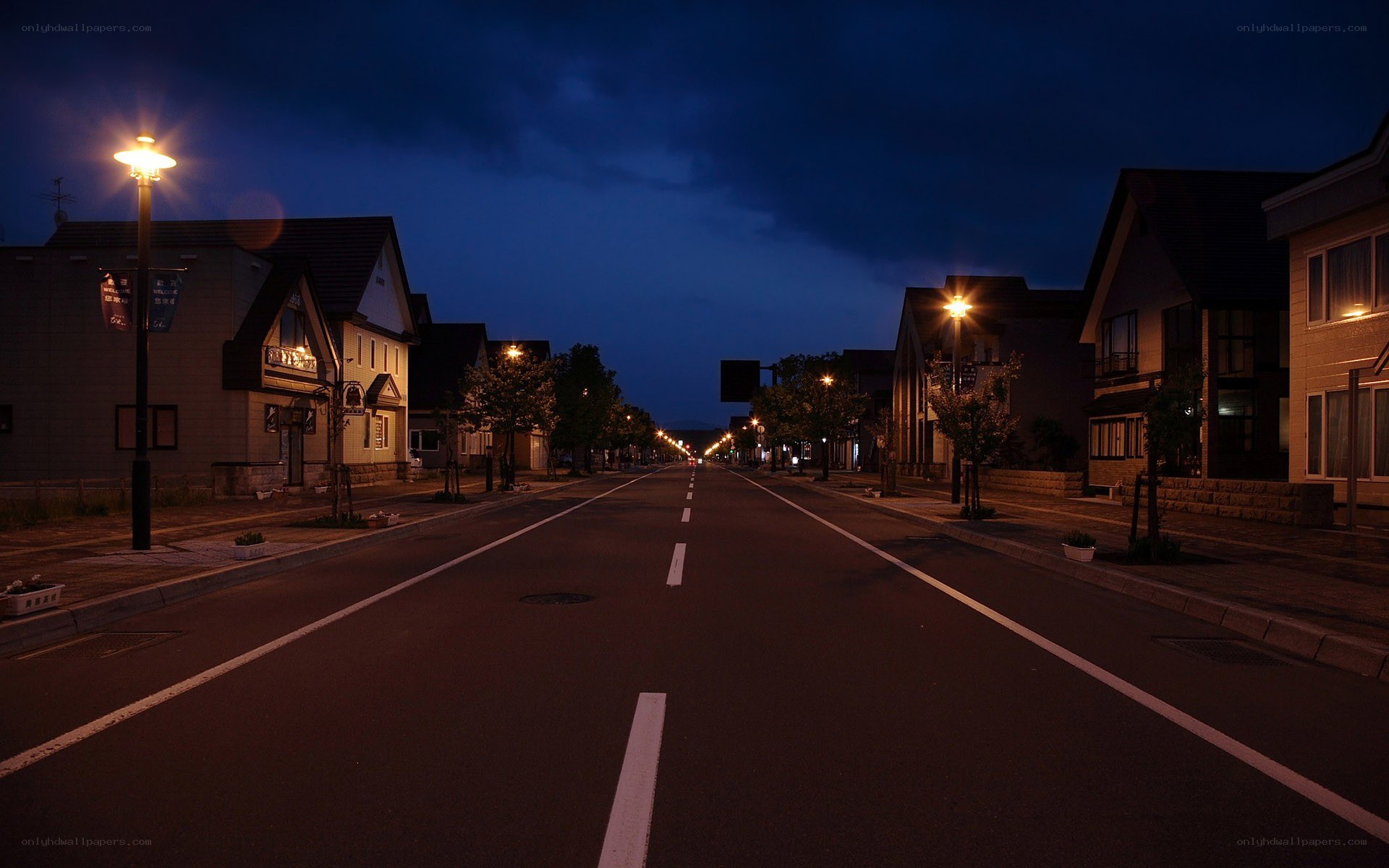 Empty street at night