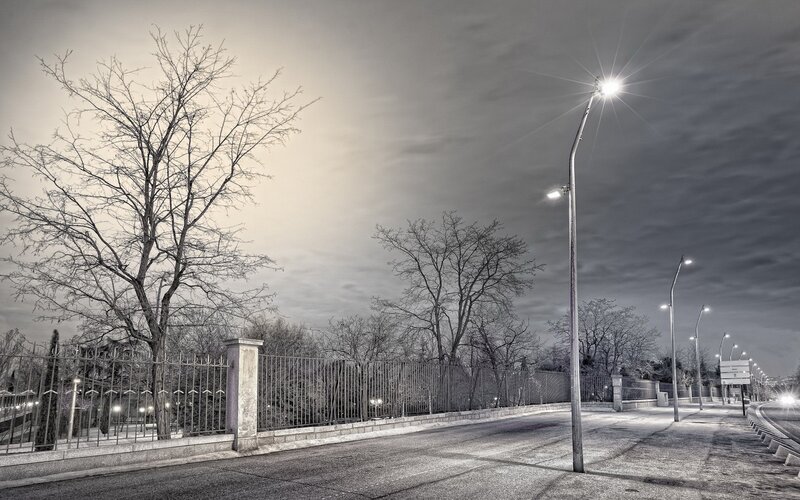 Empty street at night