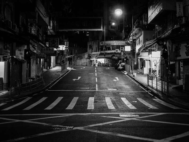 Empty Street at Night — Black, Dark