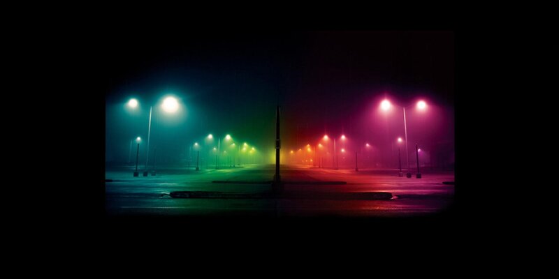 Empty Street at Night — Green, Dark