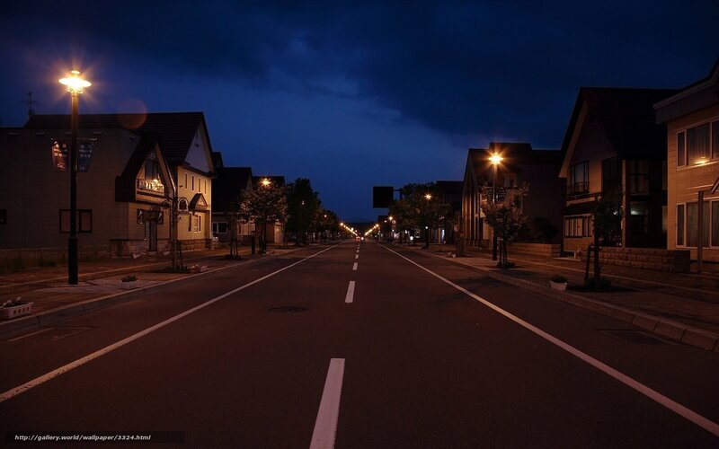 Empty street at night