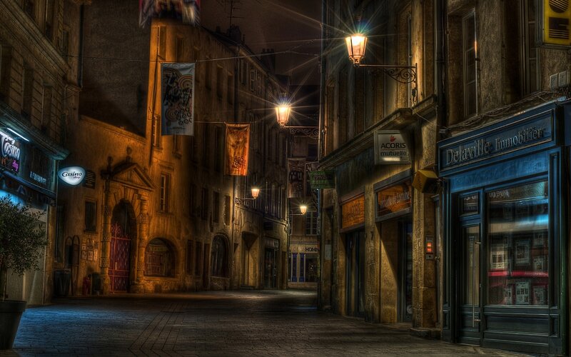 Empty Street at Night — Yellow, Dramatic