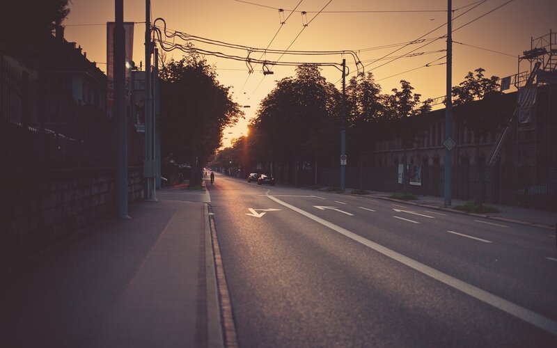 Empty Street at Sunset — Orange