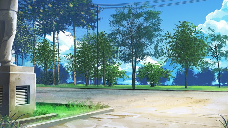 Empty Street with Trees — Blue