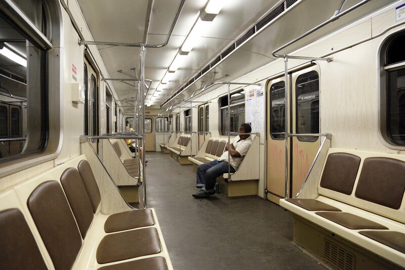 Empty subway car interior