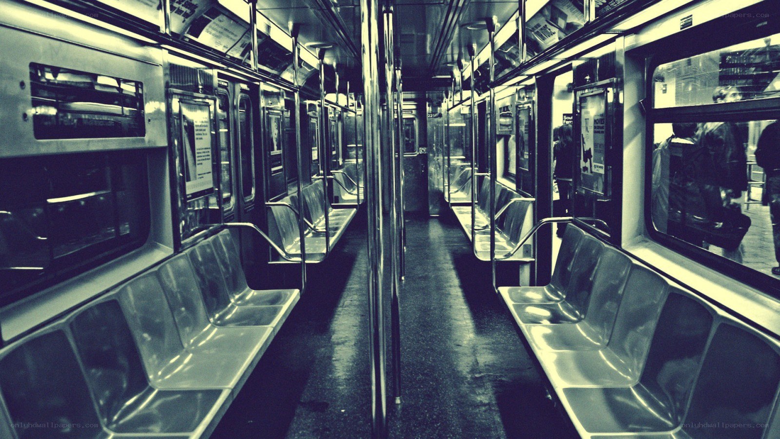 Empty subway car interior
