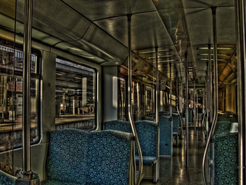 Empty subway car interior