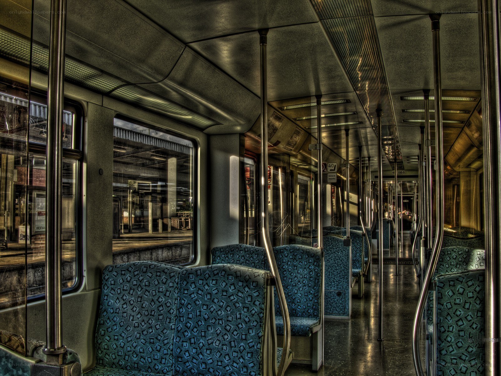 Empty subway car interior