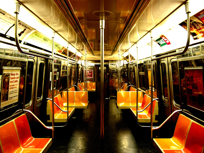 Empty subway car interior