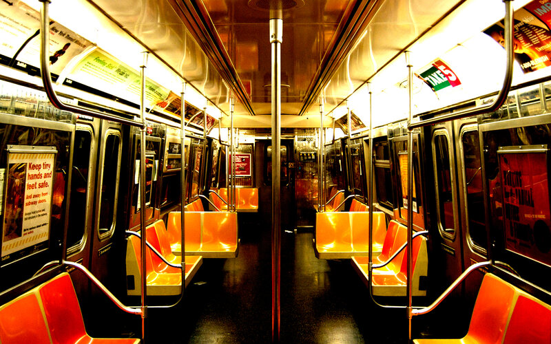 Empty subway car interior