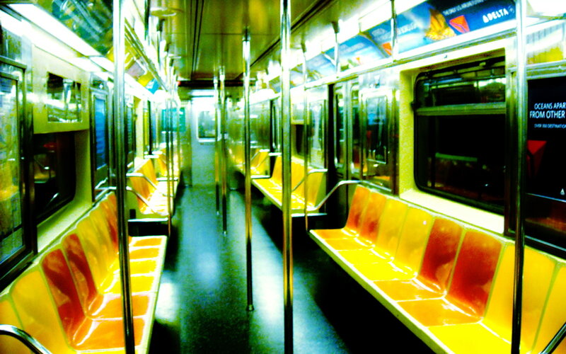 Empty subway car interior