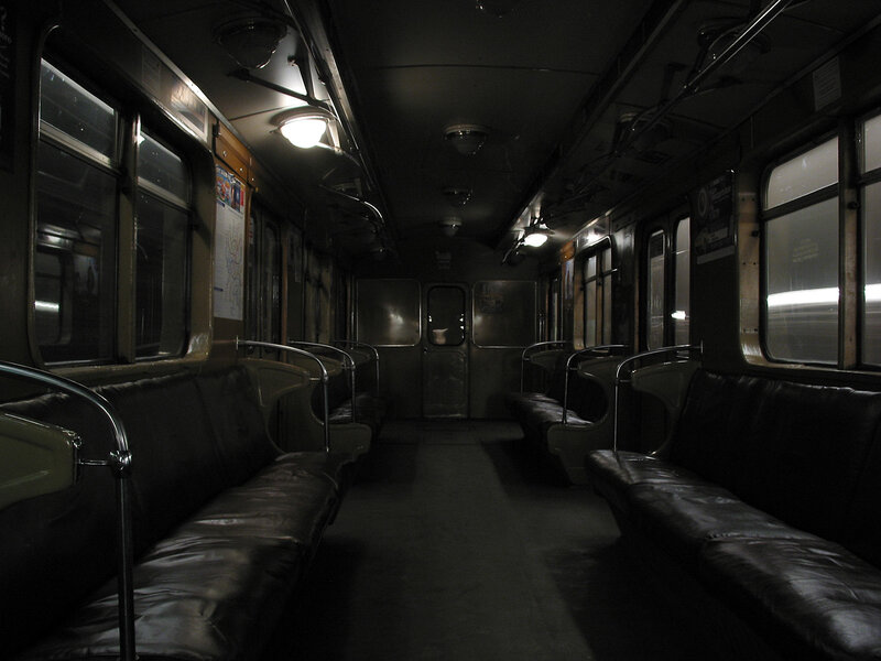 Empty subway car interior