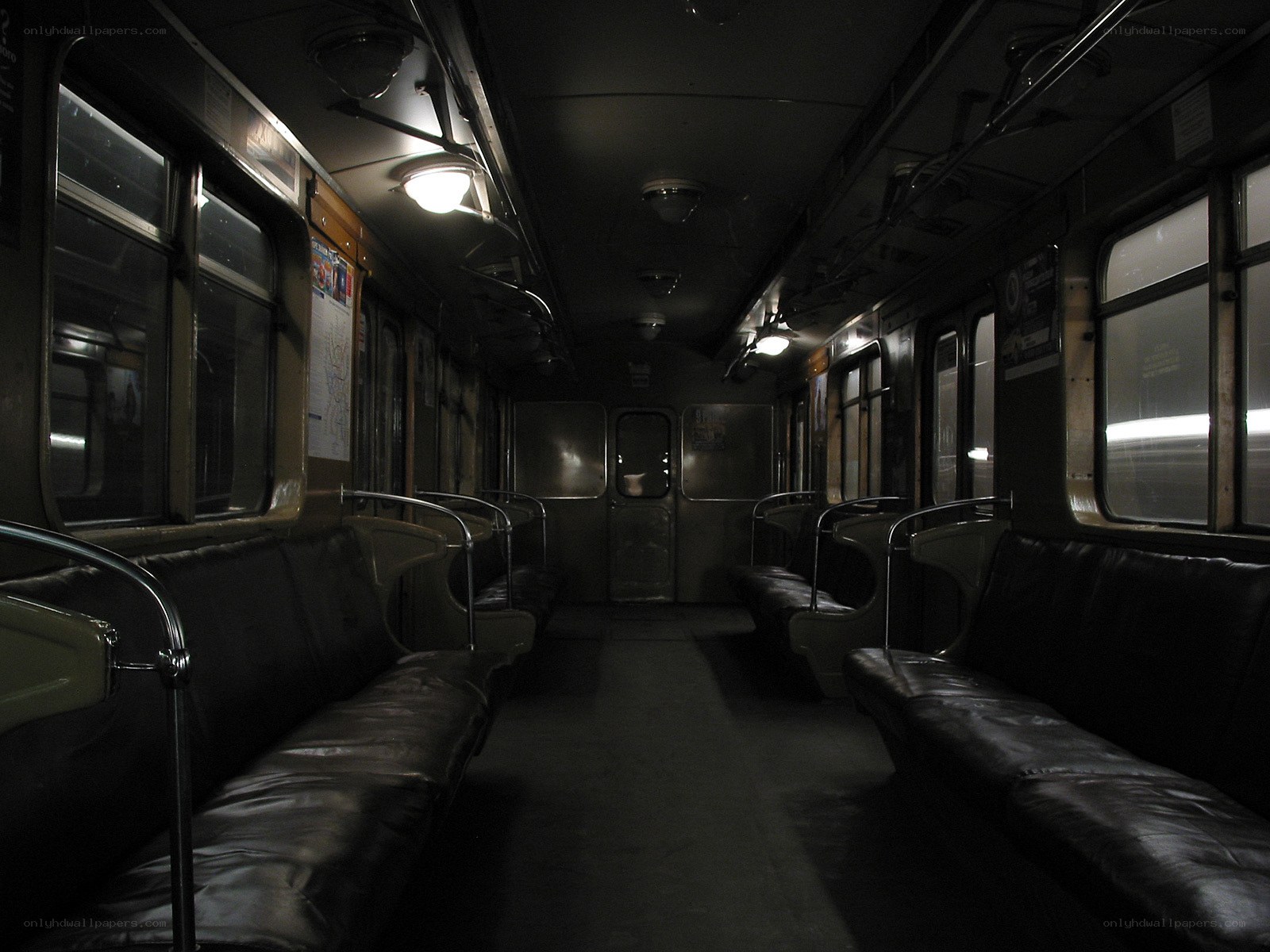 Empty subway car interior