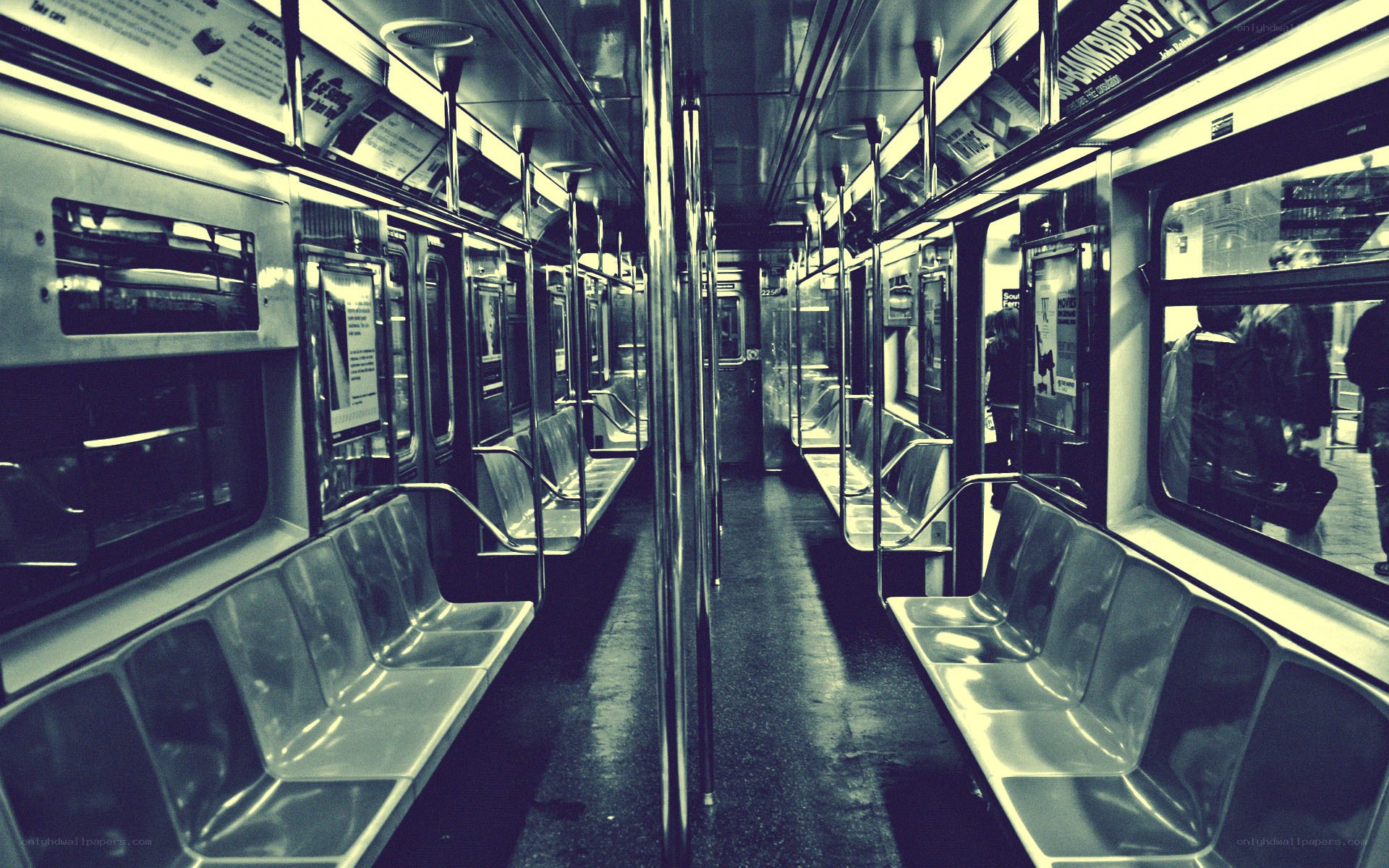Empty subway car interior